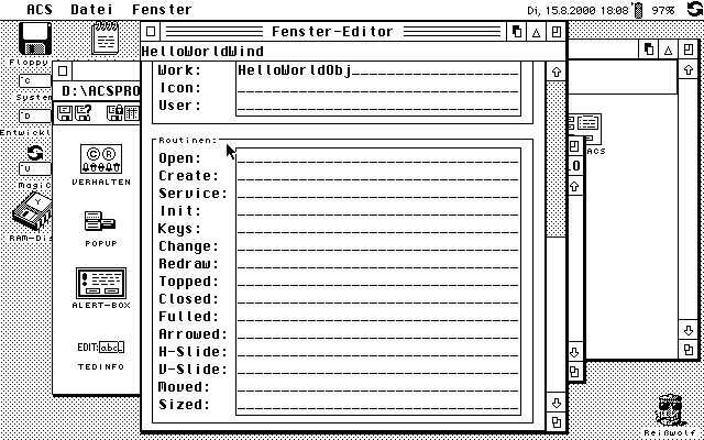 Eingabe der Funktionen im Fenster-Editor